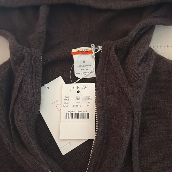 NWT J.CREW Brown Cashmere Full-Zip Sweater-Hoodie Size M - Picture 3 of 7